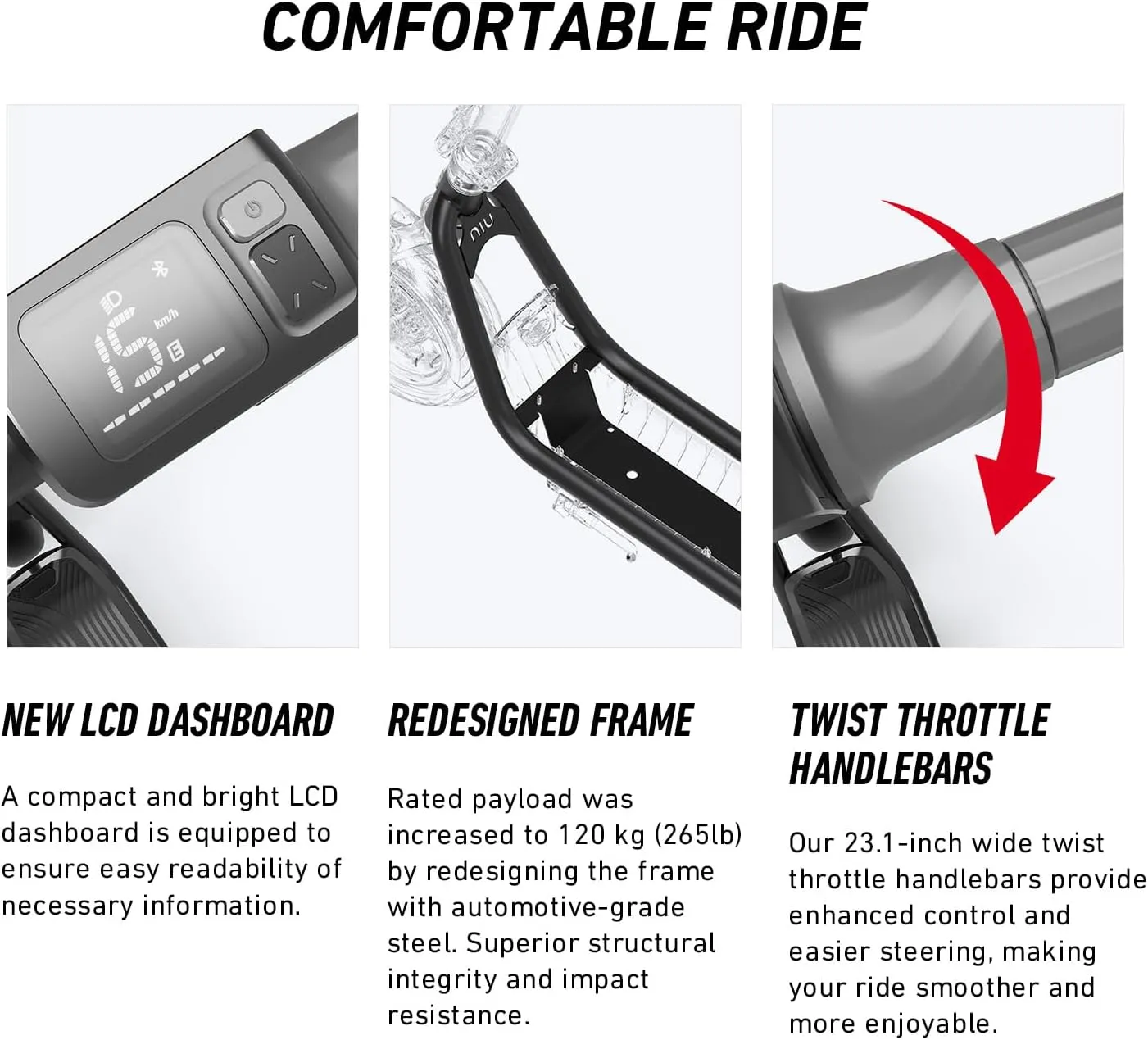 NIU Electric Scooter for Adults - NIU E-Scooter for Commute 600W-900W Max Power. 18-41 Miles Long Range, 17.4-23.6 MPH Portable & Folding, UL Certified
