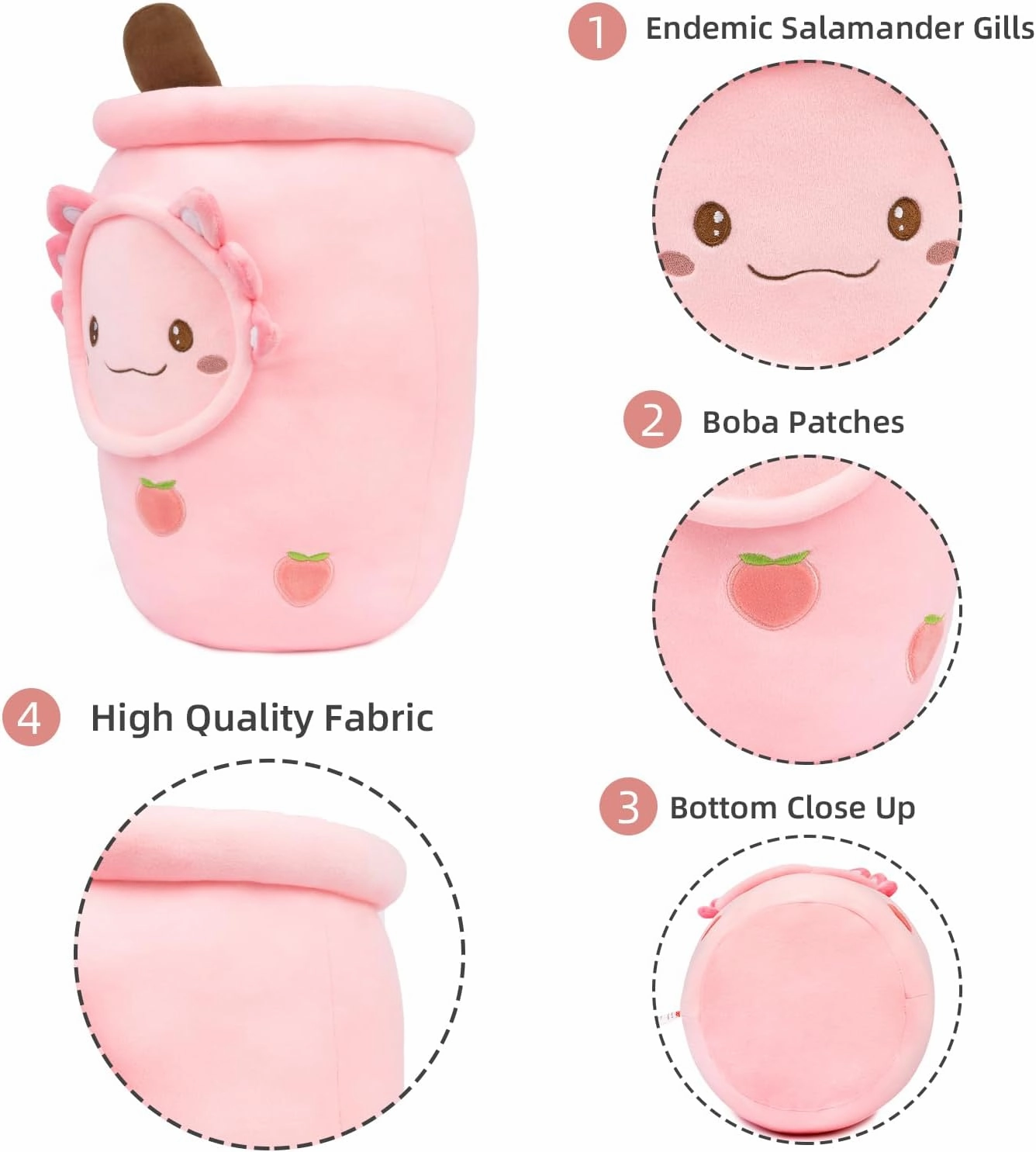 Niuniu Daddy Axolotl Boba Tea Plush, 16  Inch Pink Unicorn Toys for Girls,Super Cute Unicorn Stuffed Animal