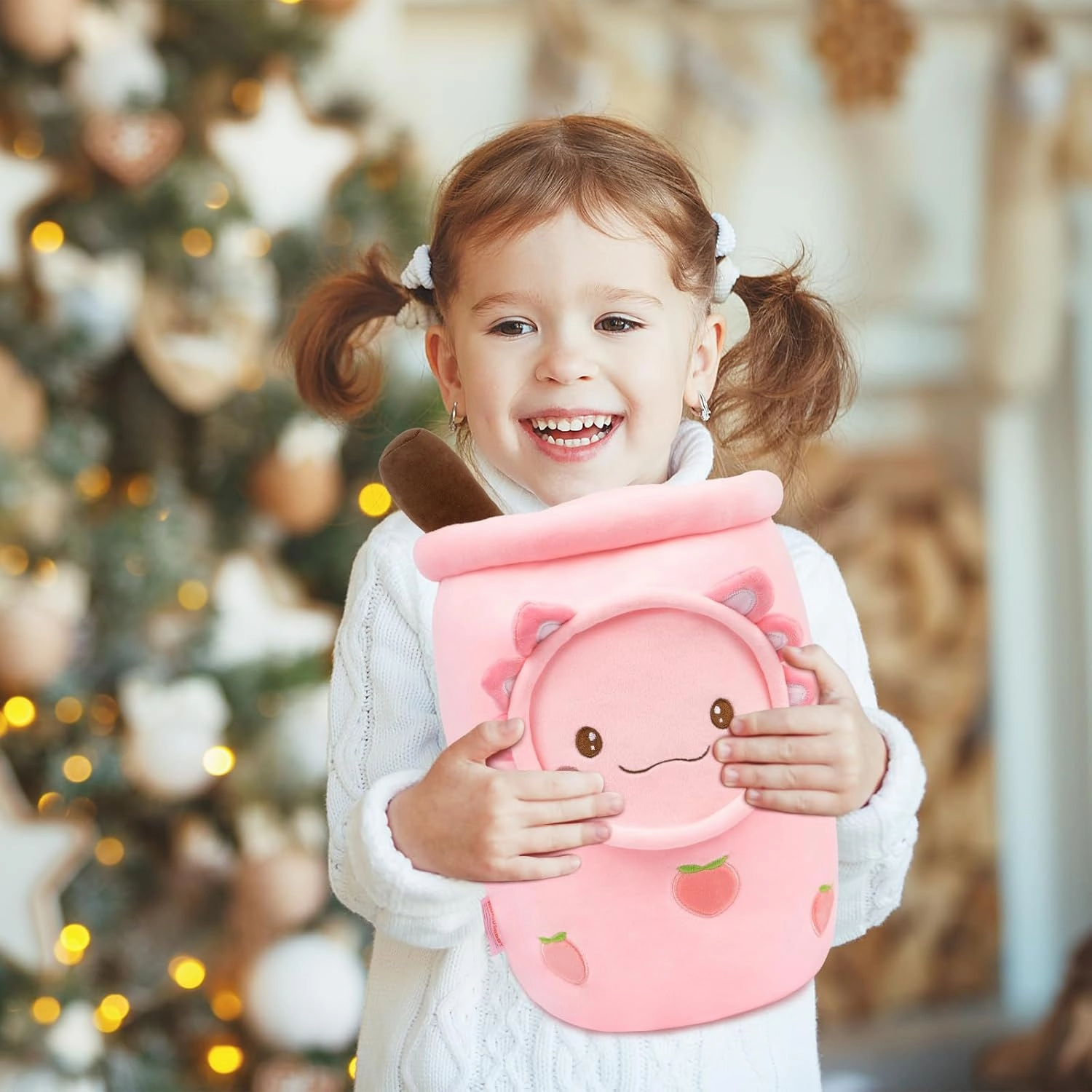 Niuniu Daddy Axolotl Boba Tea Plush, 16  Inch Pink Unicorn Toys for Girls,Super Cute Unicorn Stuffed Animal