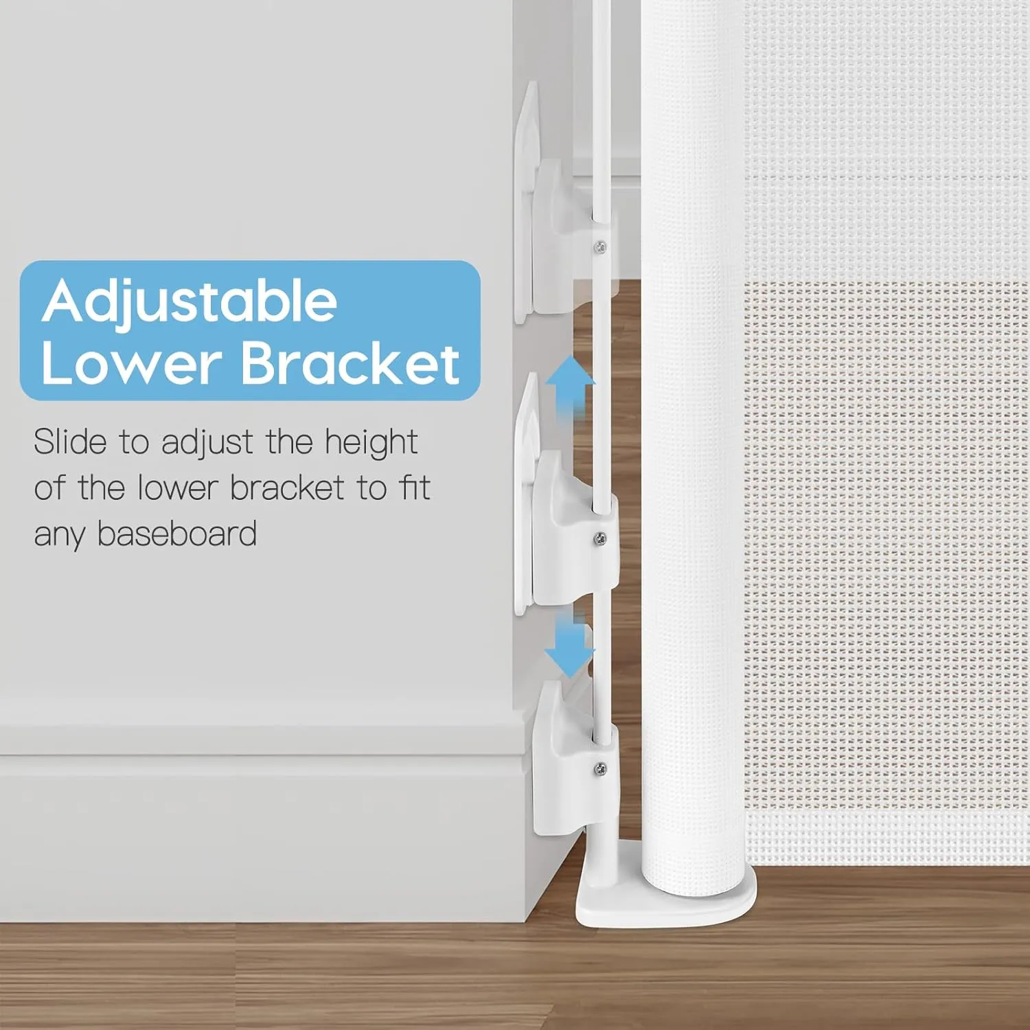 No Drill Retractable Baby Gate for Stairs 59" Wide, Punch Free Dog Gate Indoor 33" Tall, Retractable Pet Gates for Doorways No Drilling Mesh Baby Gate Puppy Gates for The House, White