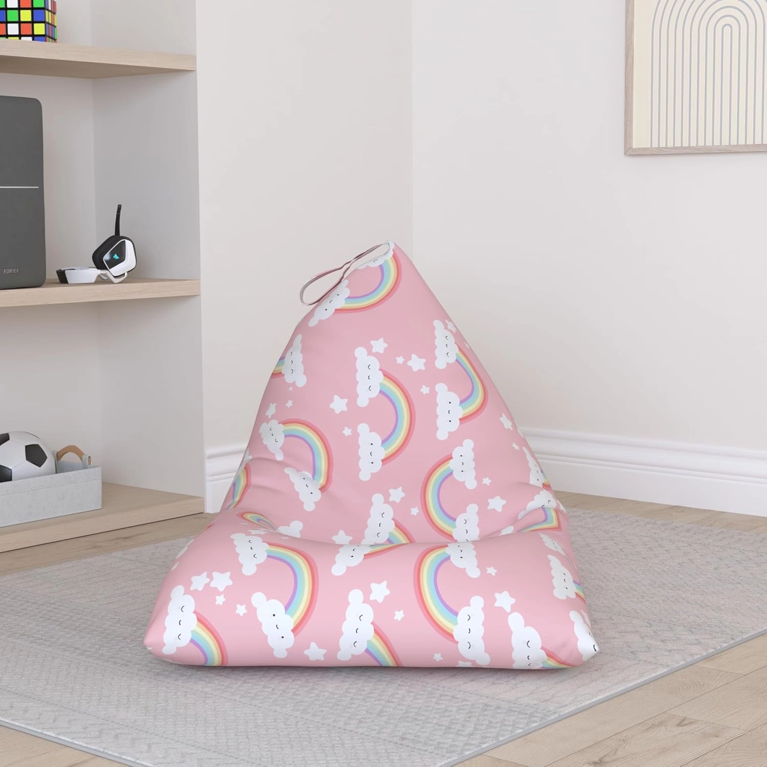 Nobildonna Stuffed Animal Storage Bean Bag Chair Cover for Kids Teens (No Filler) 250L Washable Large Beanbag Cover for Kids' Room Organizing Plush Toys or Home Living Room Textile,Pink