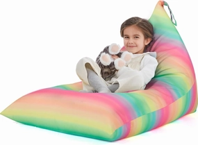 Nobildonna Stuffed Animal Storage Bean Bag Chair Cover for Kids Teens (No Filler) 250L Washable Large Beanbag Cover for Kids' Room Organizing Plush Toys or Home Living Room Textile,Rainbow Stripes