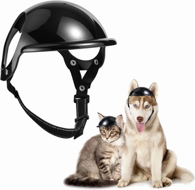 NVTED Dog Cat Helmet Pet Hat with Ear Holes, Adjustable Belt Helmet for Bike Cat Hat Riding Puppy Helmet for Puppy Small Dogs and Cats (Sport - L)