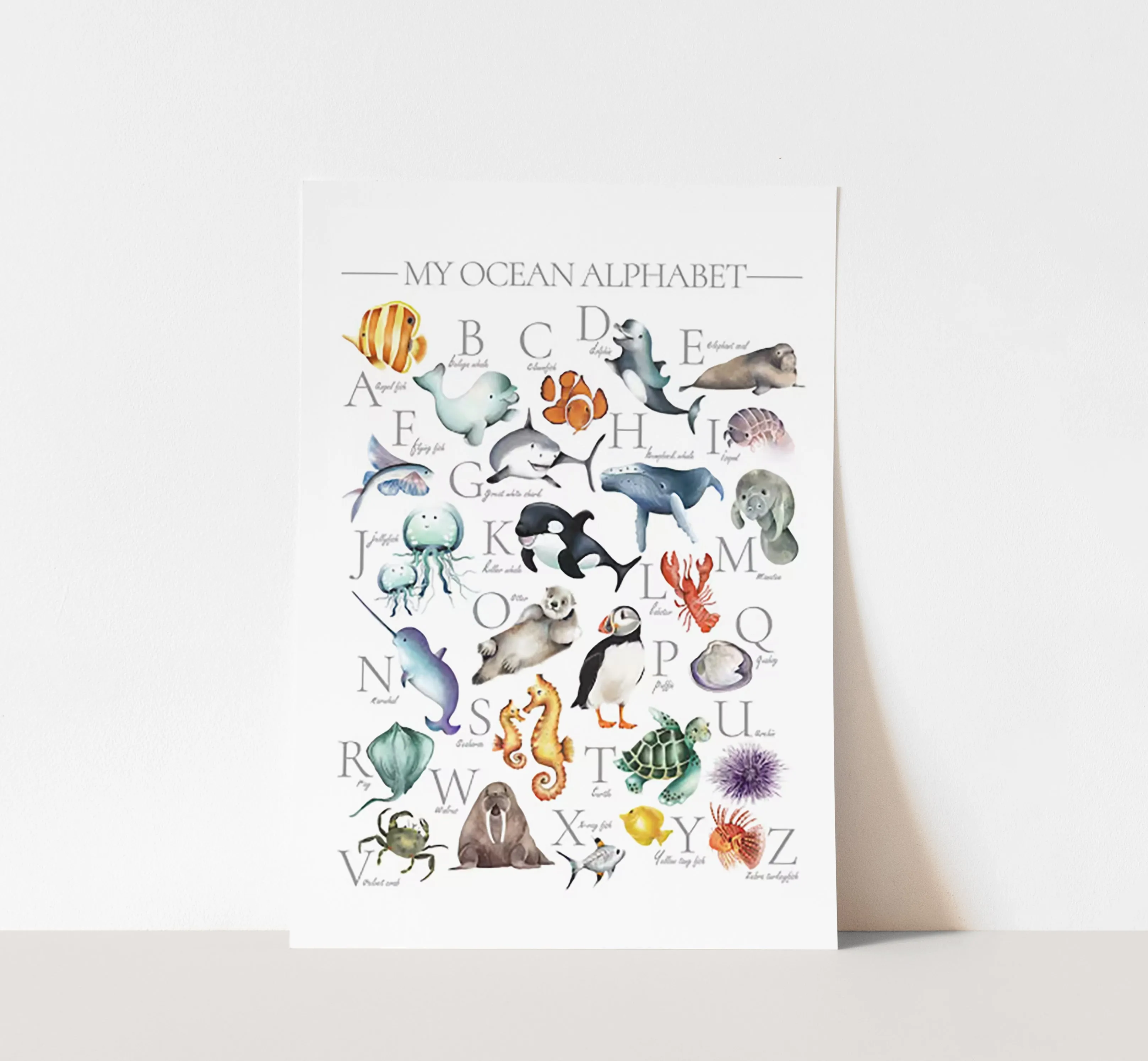 Ocean Sea Animal Alphabet Print