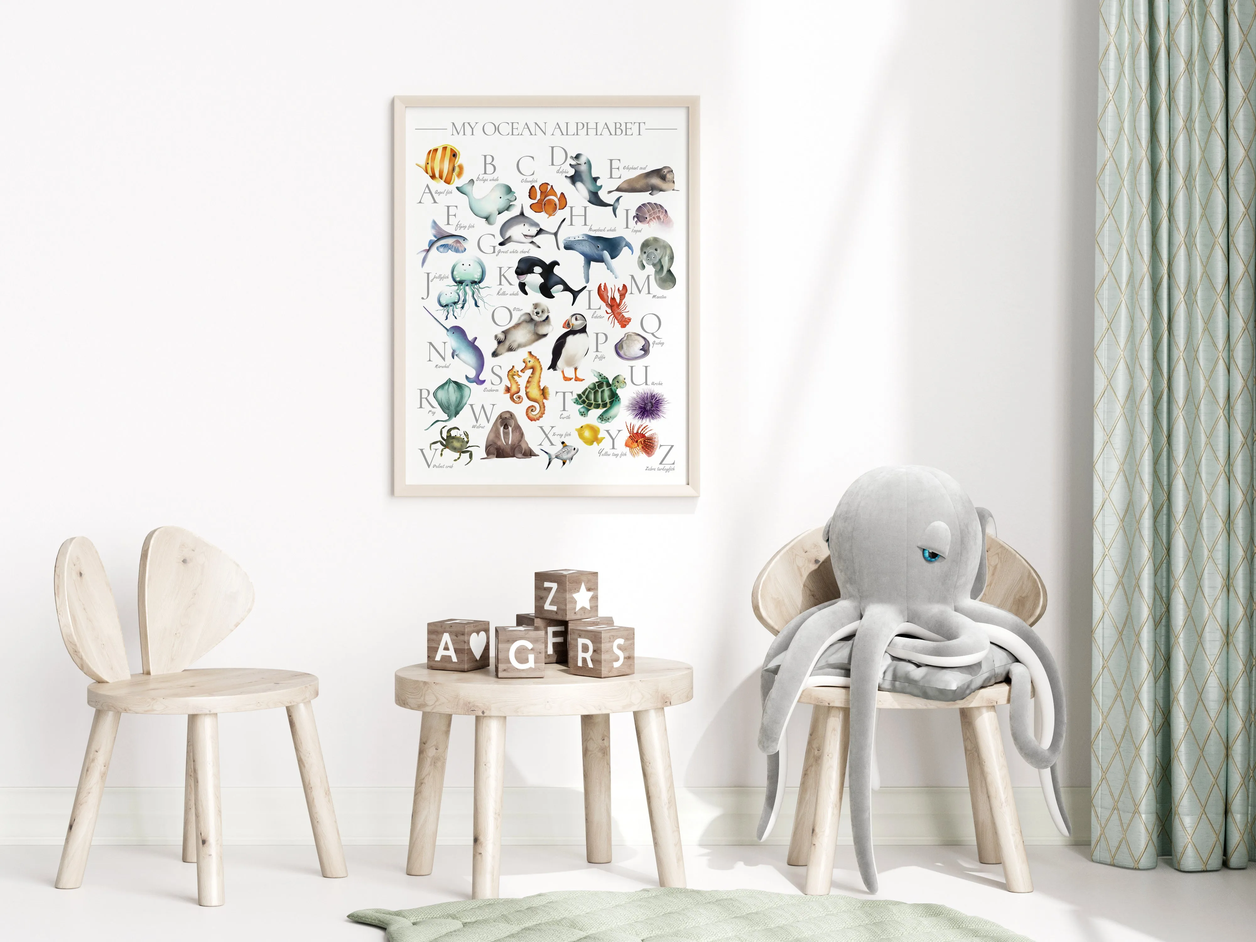 Ocean Sea Animal Alphabet Print