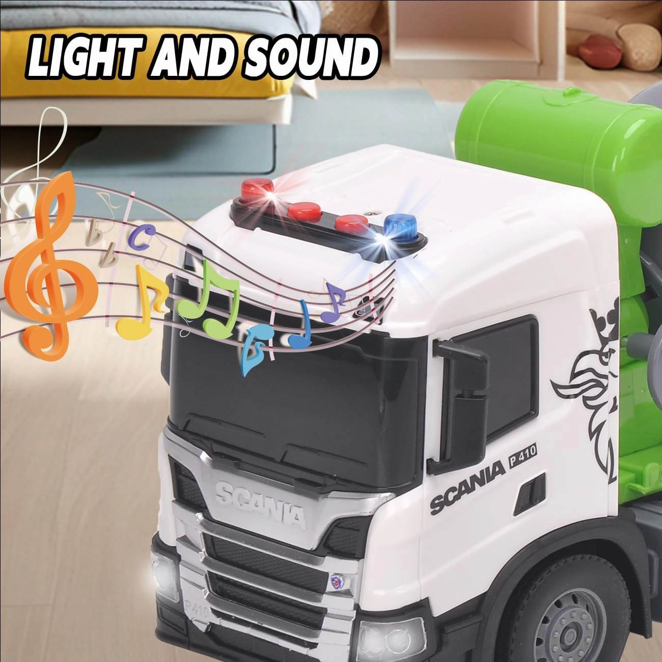 Official License Scania Kids Cement Truck Toy Friction Powered Cement Truck Toy with Lights and Sounds