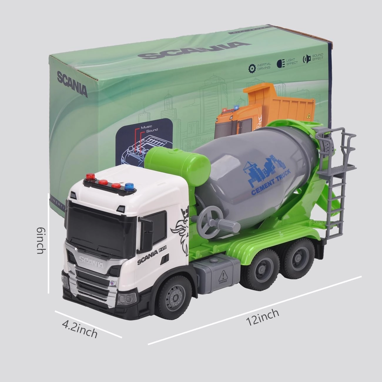 Official License Scania Kids Cement Truck Toy Friction Powered Cement Truck Toy with Lights and Sounds