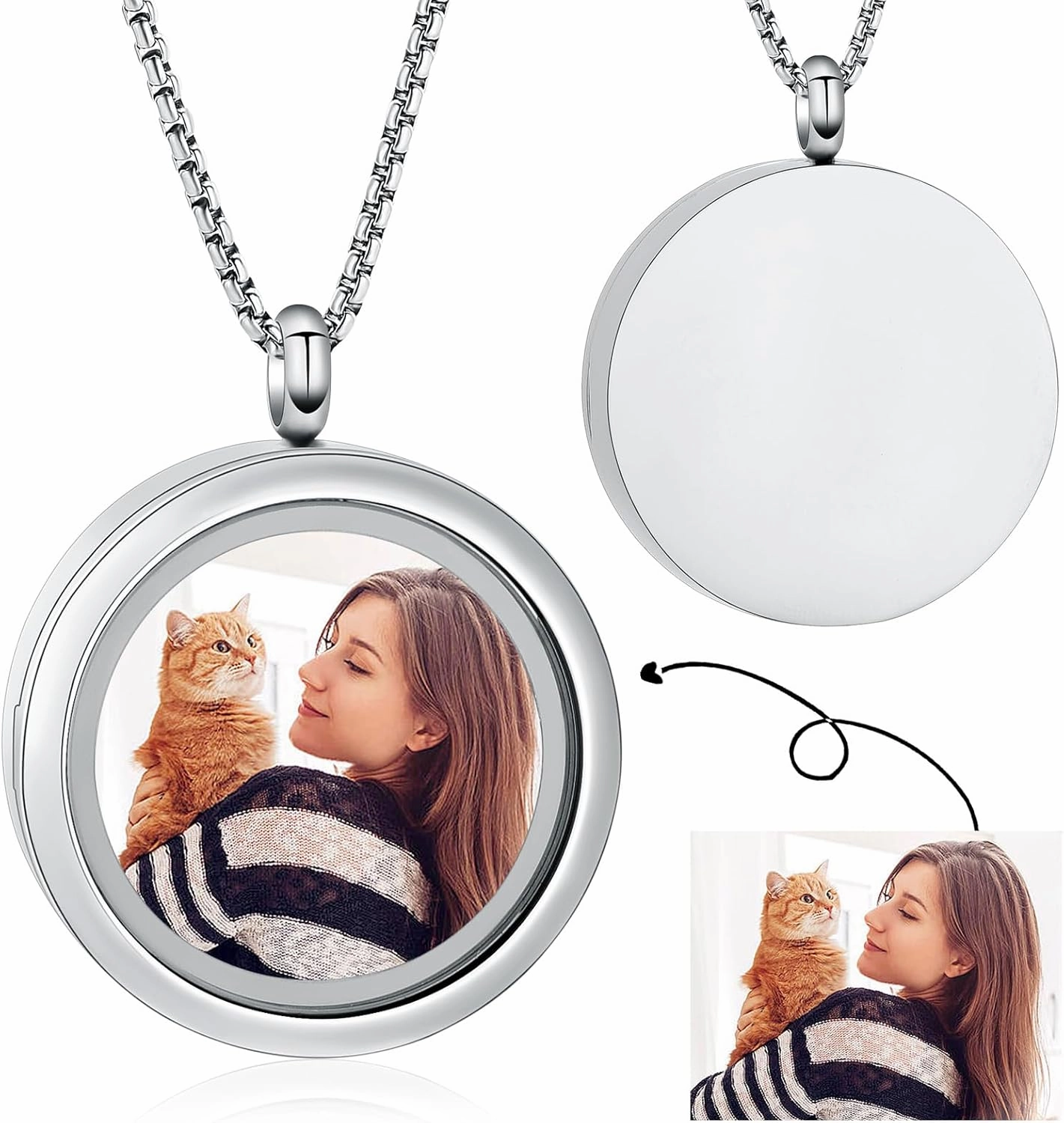 Oinsi Cremation Locket Necklace For Ashes Of Loved One Carry Photo Glass Memorial Urn Jewelry 316L Stainless Steel Keepsake Gifts