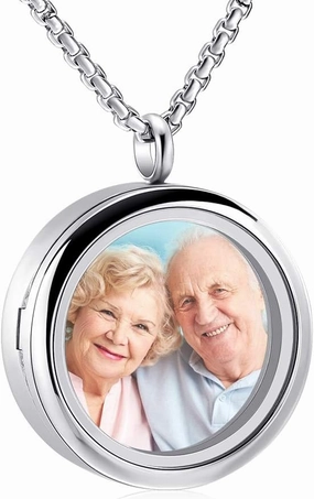 Oinsi Cremation Locket Necklace For Ashes Of Loved One Carry Photo Glass Memorial Urn Jewelry 316L Stainless Steel Keepsake Gifts