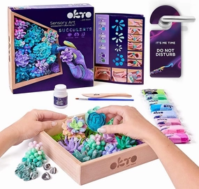 OKTO Art Kit Tenderness| Succulents Art Set 3D for Home Wall Decor | Craft Kits for Adults and Teen | Craft Box with Modeling Clay for Succulents | Hobby Kits Succulent DIY Kits