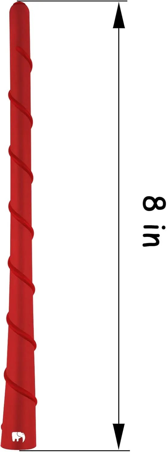 ONE250 8" inch Spiral Flexible Copper Core Antenna, Compatible with Fiat - Fiat 500 (2011-2019), Fiat 124 Spider (2017-2024) - Designed for Optimized FM/AM Reception (Red)