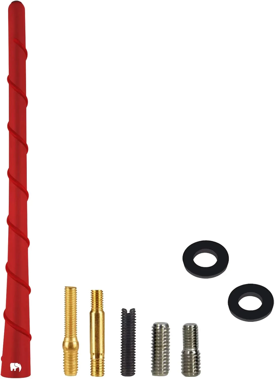 ONE250 8" inch Spiral Flexible Copper Core Antenna, Compatible with Fiat - Fiat 500 (2011-2019), Fiat 124 Spider (2017-2024) - Designed for Optimized FM/AM Reception (Red)