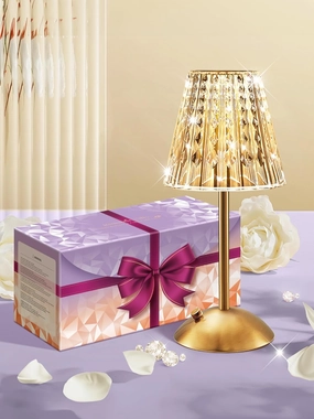One Fire Gift Package, Dimmable Touch Lamp in 3 Colors, Vintage Crystal Rechargeable Lamp for Home Decor