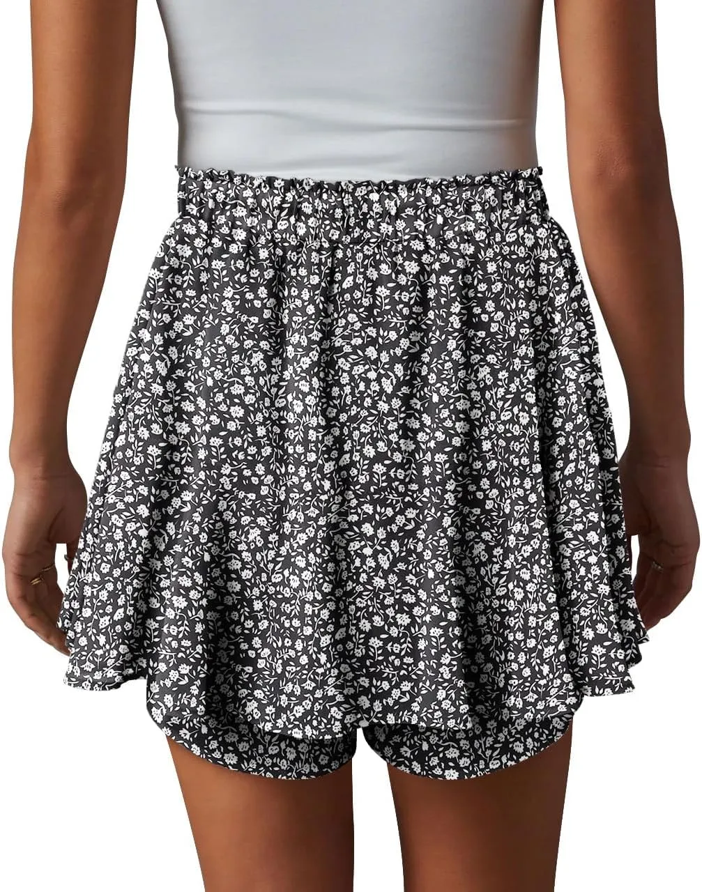 onlypuff Flowy Shorts for Women Chiffon Ruffle Skorts Mini Skirts for Teen Girls