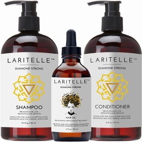 Organic Hair Growth Set | Shampoo 17 oz   Conditioner 16 oz   Hair Loss Treatment 4 oz | Argan Oil, Rosemary, Ginger & Cedarwood | NO GMO, Sulfates, Gluten, Alcohol, Parabens, Phthalates