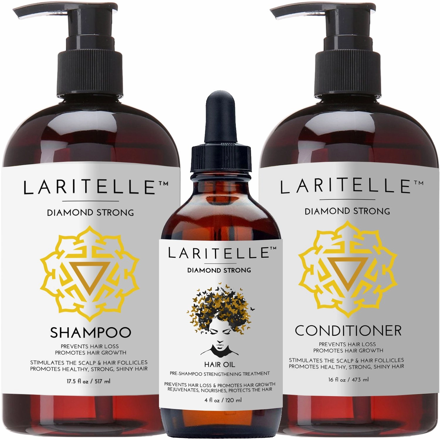 Organic Hair Growth Set | Shampoo 17 oz   Conditioner 16 oz   Hair Loss Treatment 4 oz | Argan Oil, Rosemary, Ginger & Cedarwood | NO GMO, Sulfates, Gluten, Alcohol, Parabens, Phthalates