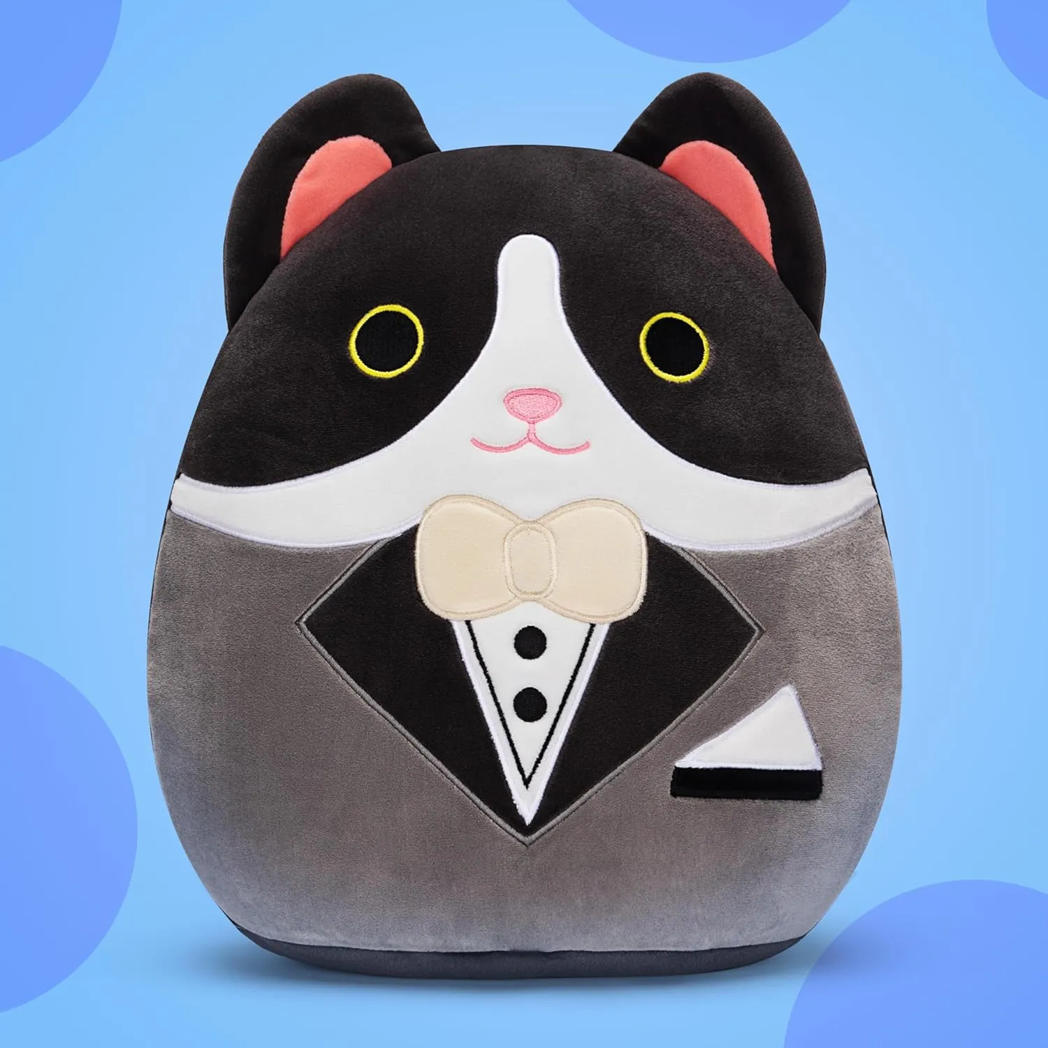 Original 12.5-inch Large Tuxedo Cat Plush Pillow Stuffed Animal Toy,Big Size Cute Soft Fat Hugging Cuddle Huggable Plushie,Gift for Kids