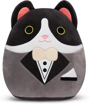 Original 12.5-inch Large Tuxedo Cat Plush Pillow Stuffed Animal Toy,Big Size Cute Soft Fat Hugging Cuddle Huggable Plushie,Gift for Kids