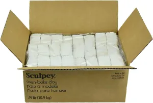 Original Sculpey White, Non Toxic, Polymer clay, Oven Bake Clay, 24 pounds Bulk Pack great for modeling, sculpting, holiday, classrooms, camps, DIY and school projects. Great for all skill levels