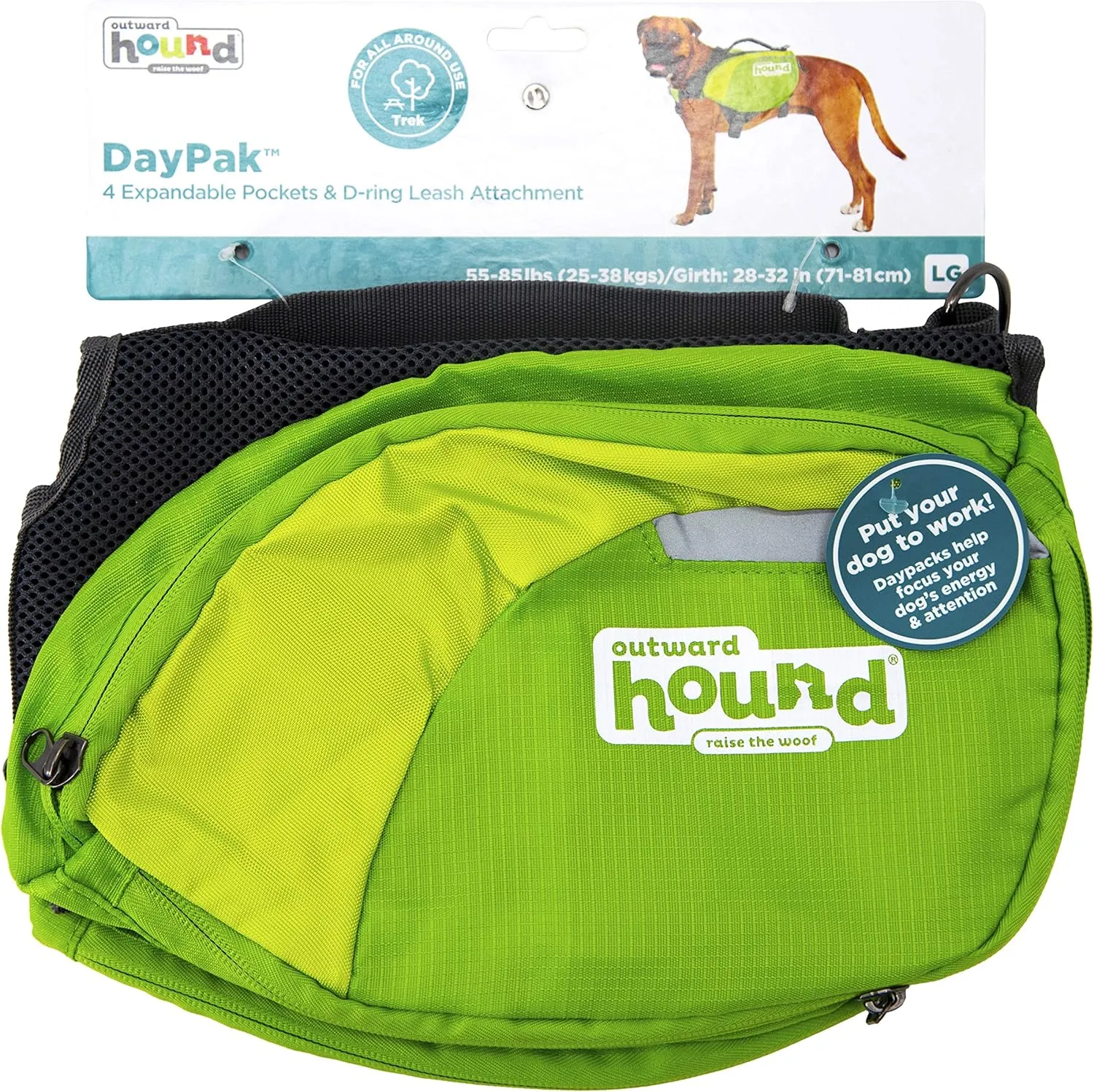 Outward Hound DayPak Green Dog Saddleback Backpack, Large