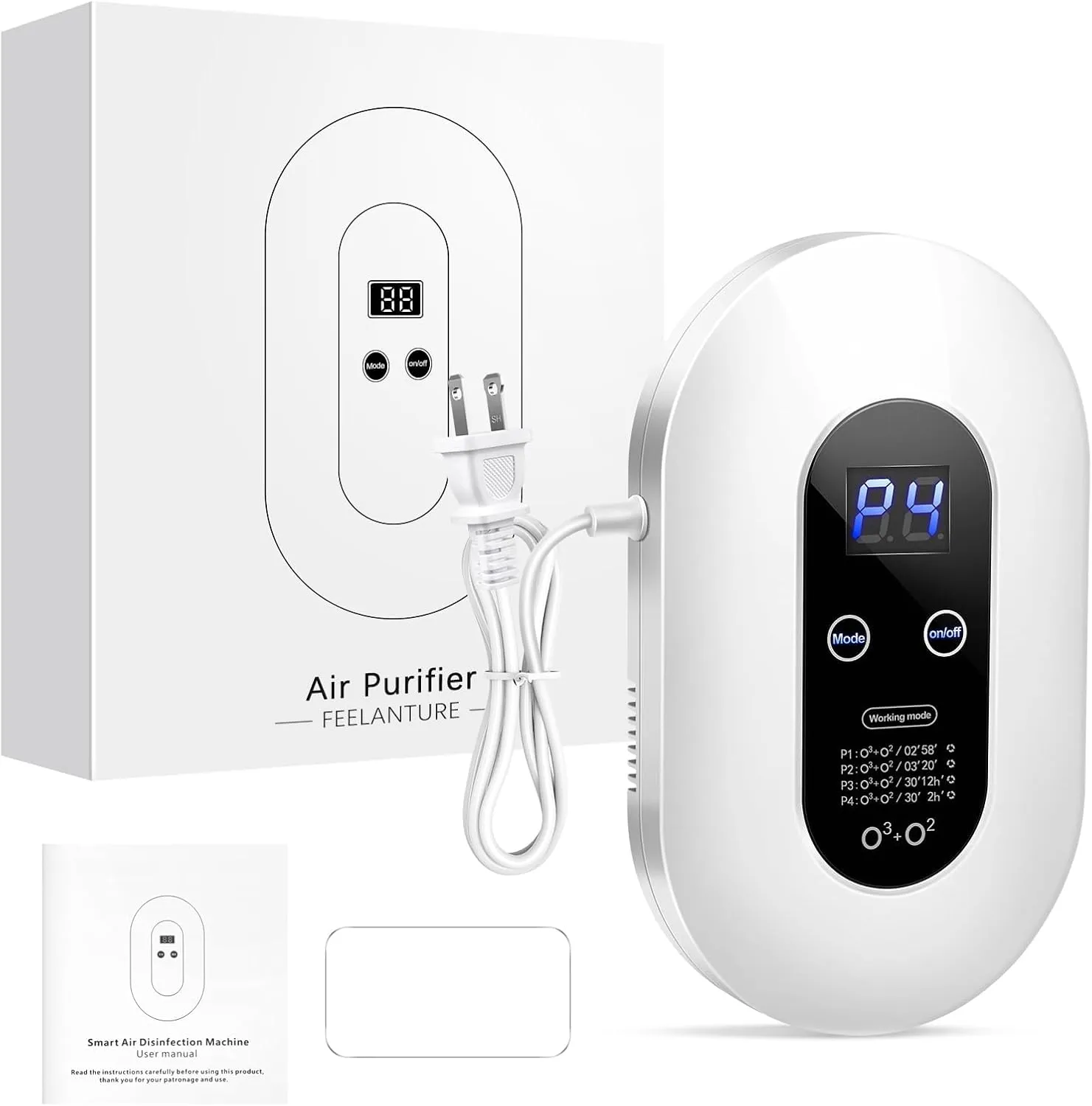 Ozone Odor Eliminator for Strong Odor 99% Cat Litter Deodorizer Dog Poof Odor Removal Air Ionizers Home Plug-in Air Purifier for Bedroom, Toilet, Kitchen, Pets, Shoe, Smoke, Formaldehyde Air Freshener