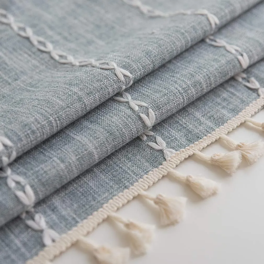 Pahajim Farmhouse Table Cover - Cotton Linen Tablecloths, Rectangle/Oblong (55 x 94 Inch), Gray Stripe for Fall Kitchen & Dining Table, Christmas