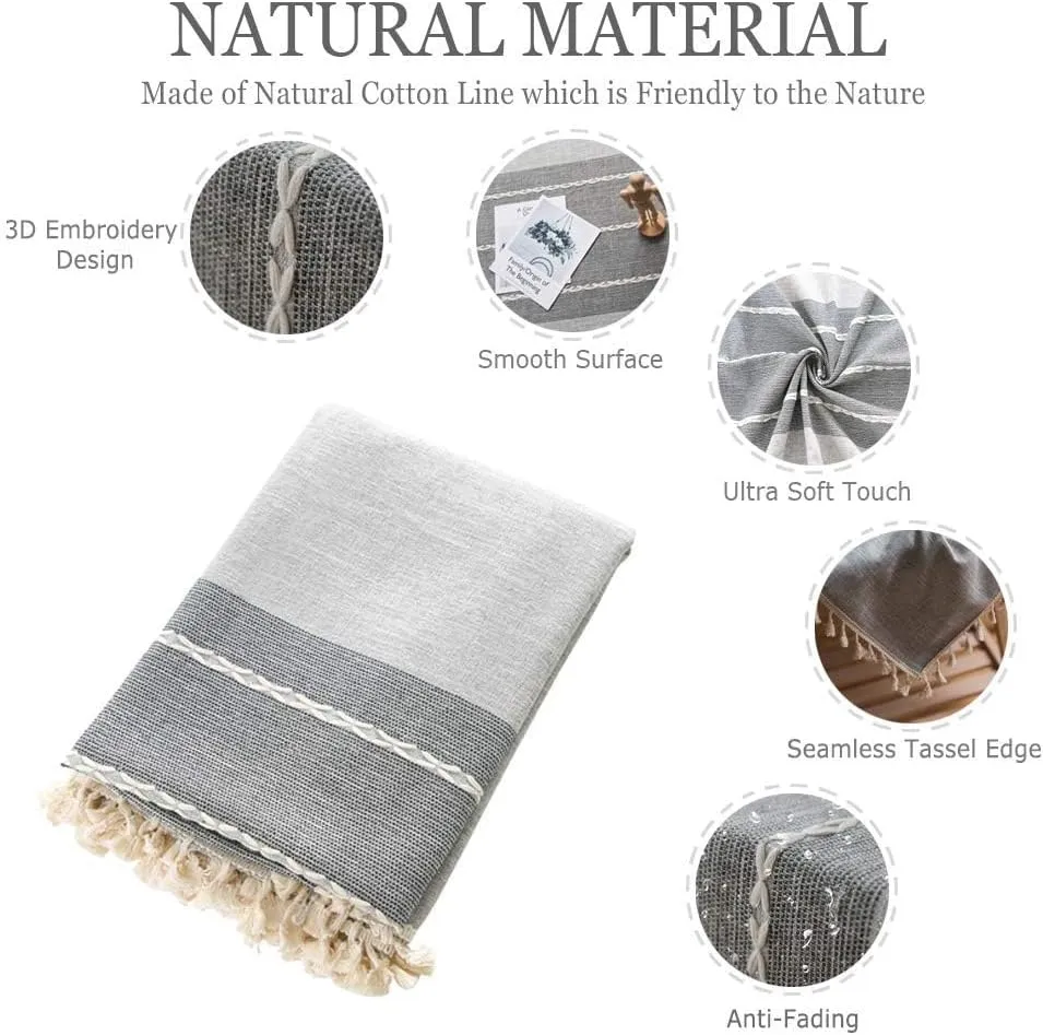 Pahajim Table Cloths for Kitchen Dining Wrinkle Free Farmhouse Vinyl tablecloths for Rectangle Tables Party Table Cloth Cotton Linen Tablecloth (Quiet Gray, Square,55 x 55 Inch)