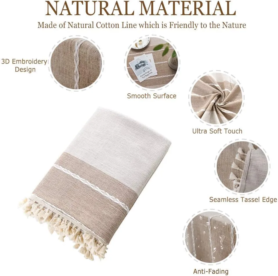 Pahajim Tablecloth Rectangle Tablecloth Table Cover for Outdoor Camping tablecloths Cotton Linen Table Cloths for Kitchen Dining Christmas Table Cloth (Coffee, Rectangle/Oblong,55 x 94 Inch)