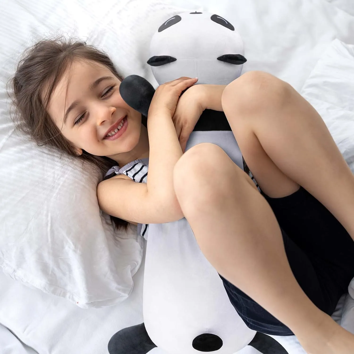 Panda Plush Body Pillow, 25” Panda Stuffed Animal Squishy, Cute Plushies Cuddle Pillows for Kids, Long Pillow Plush Toys, Birthday Gifts for Women, Girls and Males