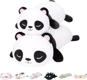Panda Plush Body Pillow, 25” Panda Stuffed Animal Squishy, Cute Plushies Cuddle Pillows for Kids, Long Pillow Plush Toys, Birthday Gifts for Women, Girls and Males