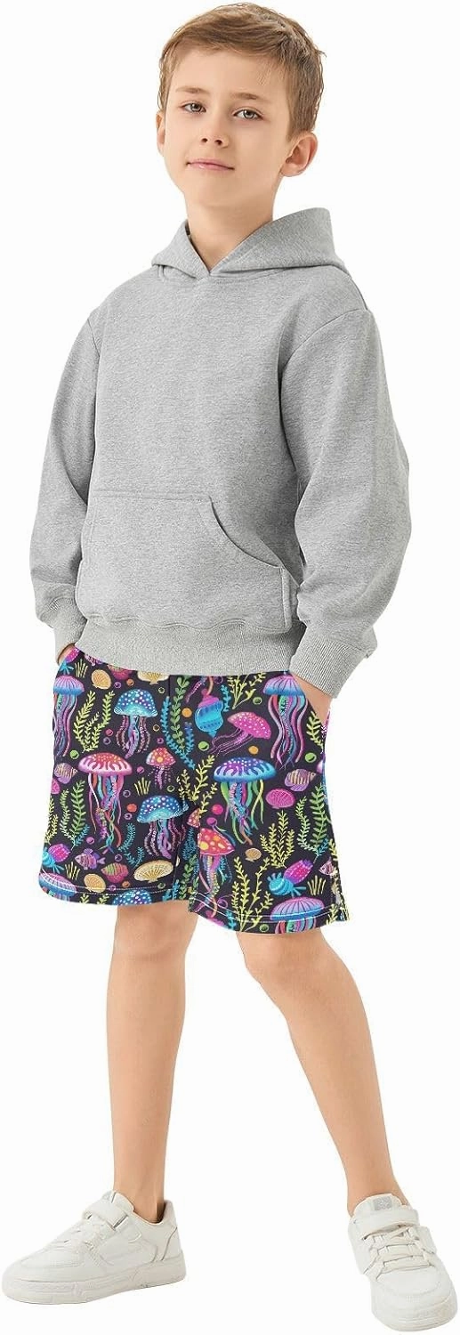 panksolu Boys Shorts Casual Athletic Shorts Elastic Waist with Pockets Teens Summer Track Shorts for Outdoor Activity 7-15Y