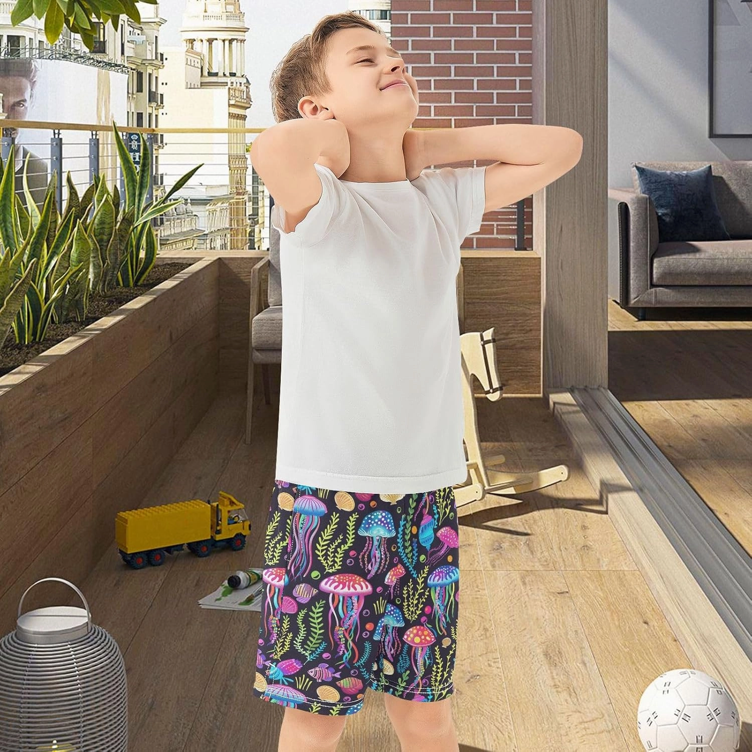 panksolu Boys Shorts Casual Athletic Shorts Elastic Waist with Pockets Teens Summer Track Shorts for Outdoor Activity 7-15Y
