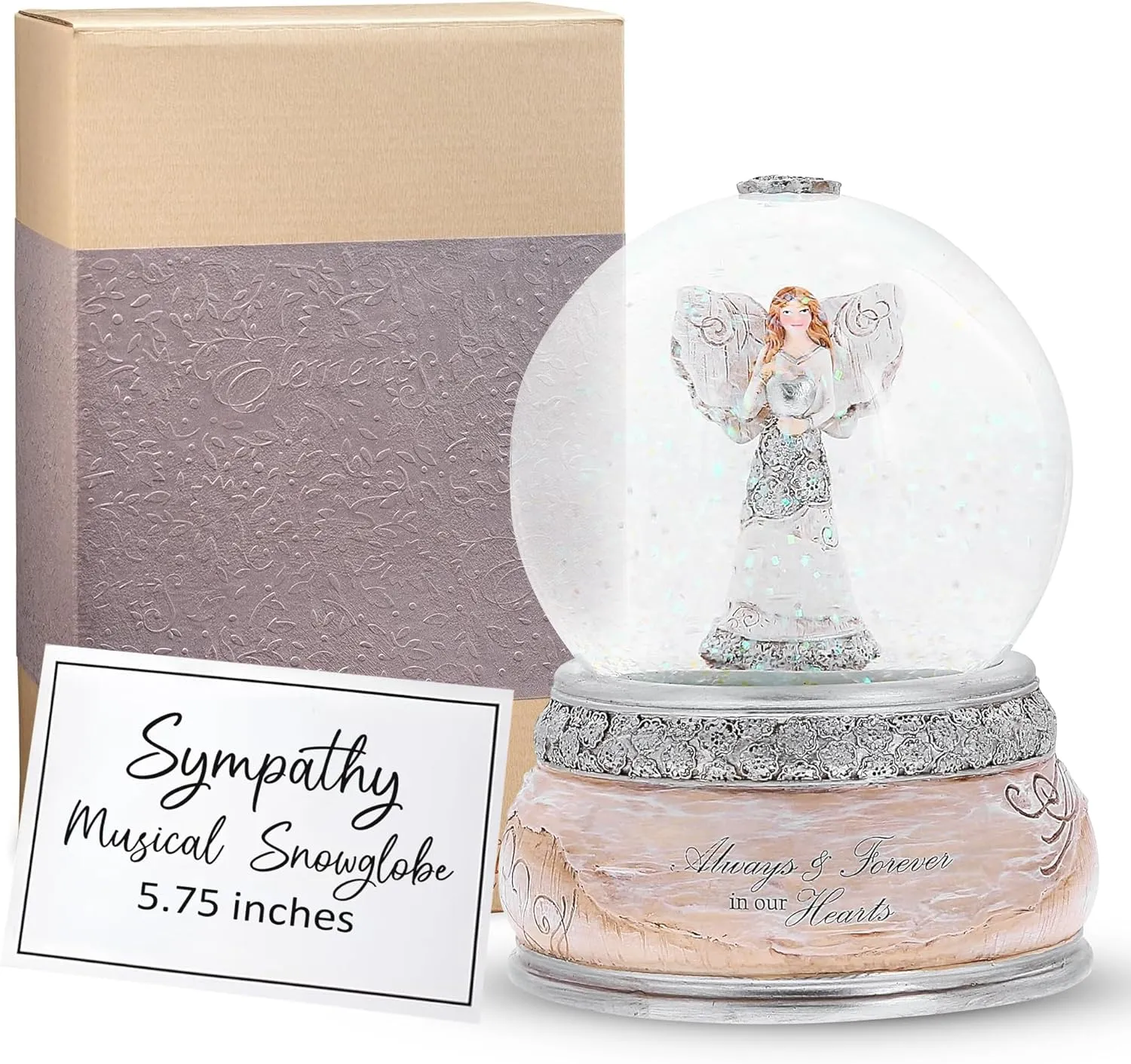Pavilion Gift Company - Always & Forever in Our Hearts - 5.75" Musical Amazing Grace Waterglobe Snowglobe Snowstorm 100 mm Collectible Bereavement in Memory Memorial Greif Gift Funeral Present