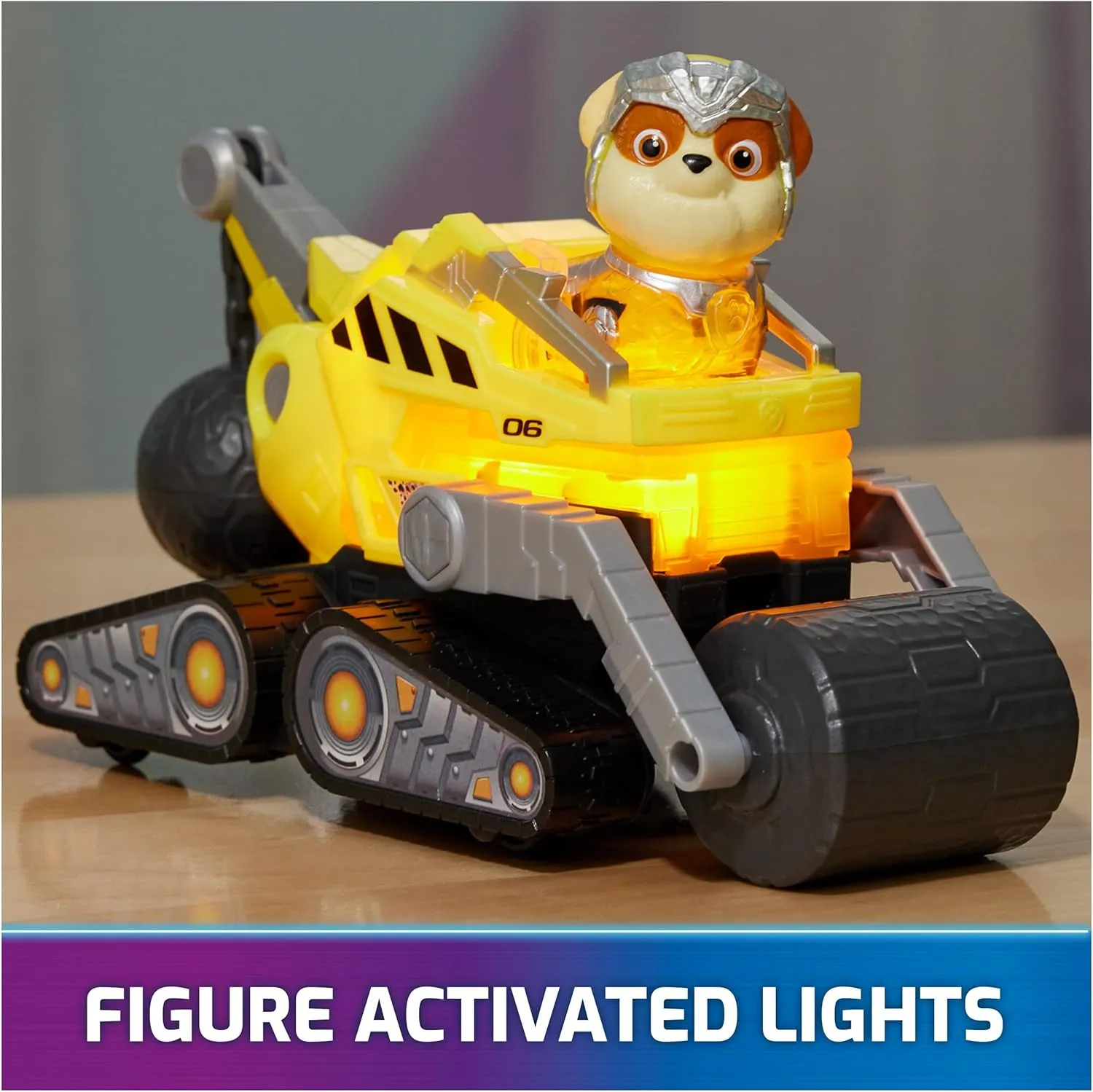 Paw Patrol: The Mighty Movie, Construction Toy Truck with Rubble Mighty Pups Action Figure, Lights and Sounds, Kids Toys for Boys & Girls 3 