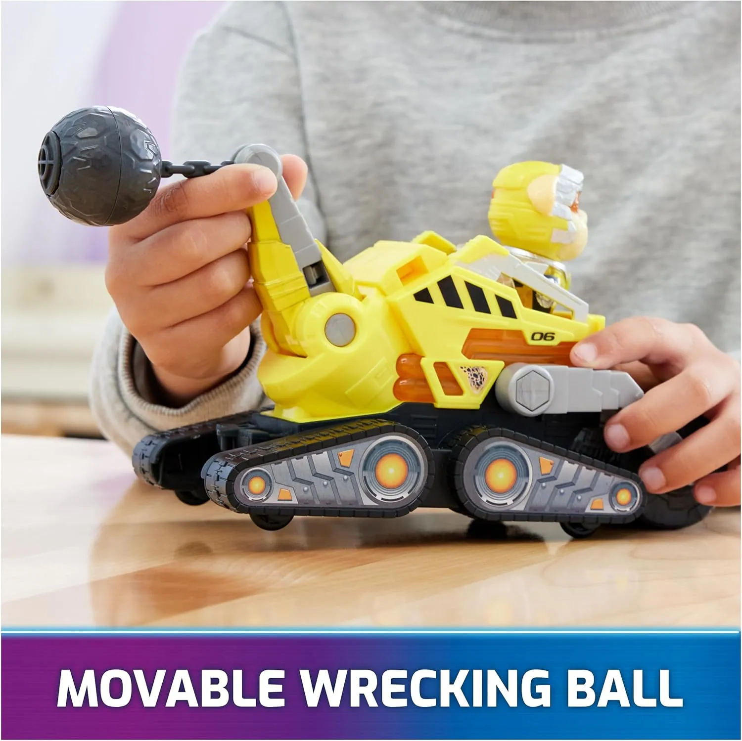 Paw Patrol: The Mighty Movie, Construction Toy Truck with Rubble Mighty Pups Action Figure, Lights and Sounds, Kids Toys for Boys & Girls 3 