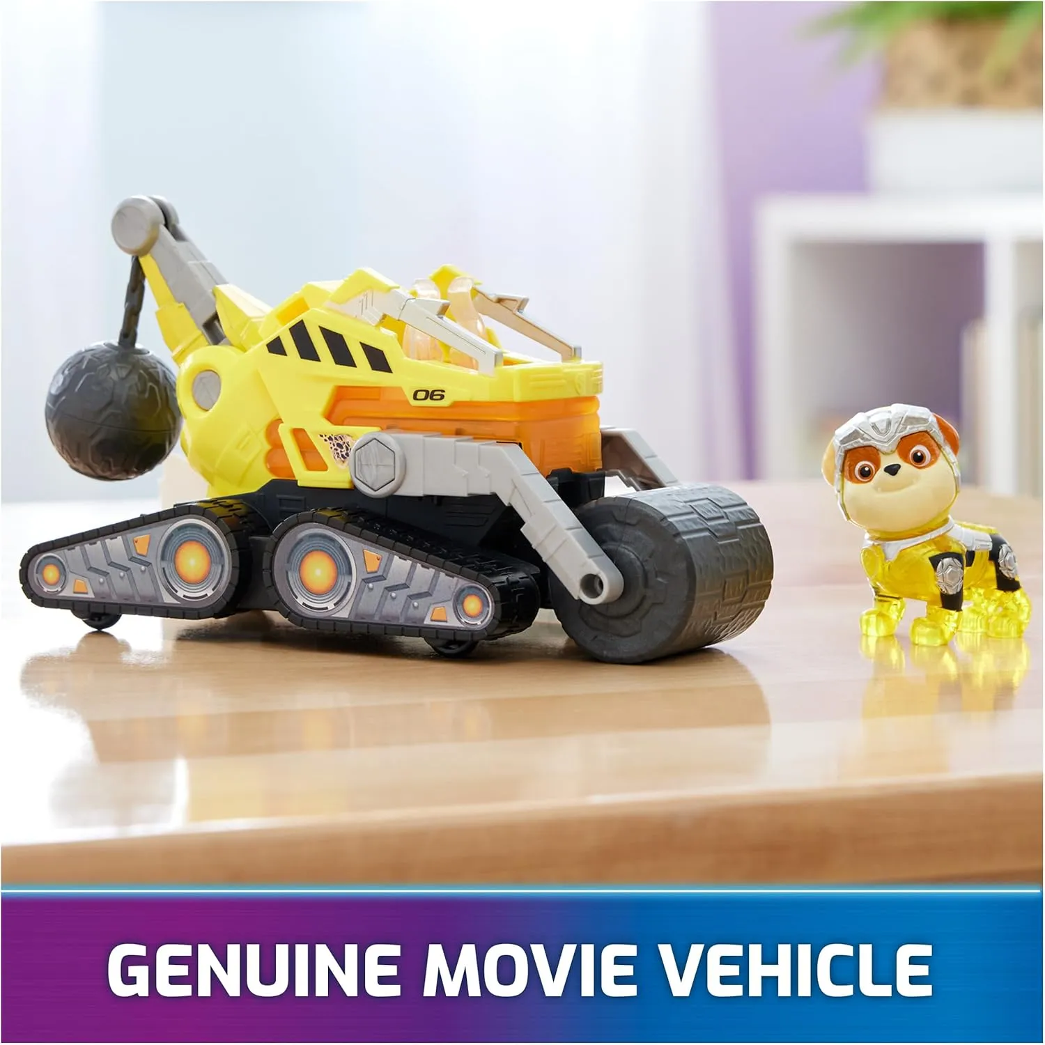 Paw Patrol: The Mighty Movie, Construction Toy Truck with Rubble Mighty Pups Action Figure, Lights and Sounds, Kids Toys for Boys & Girls 3 