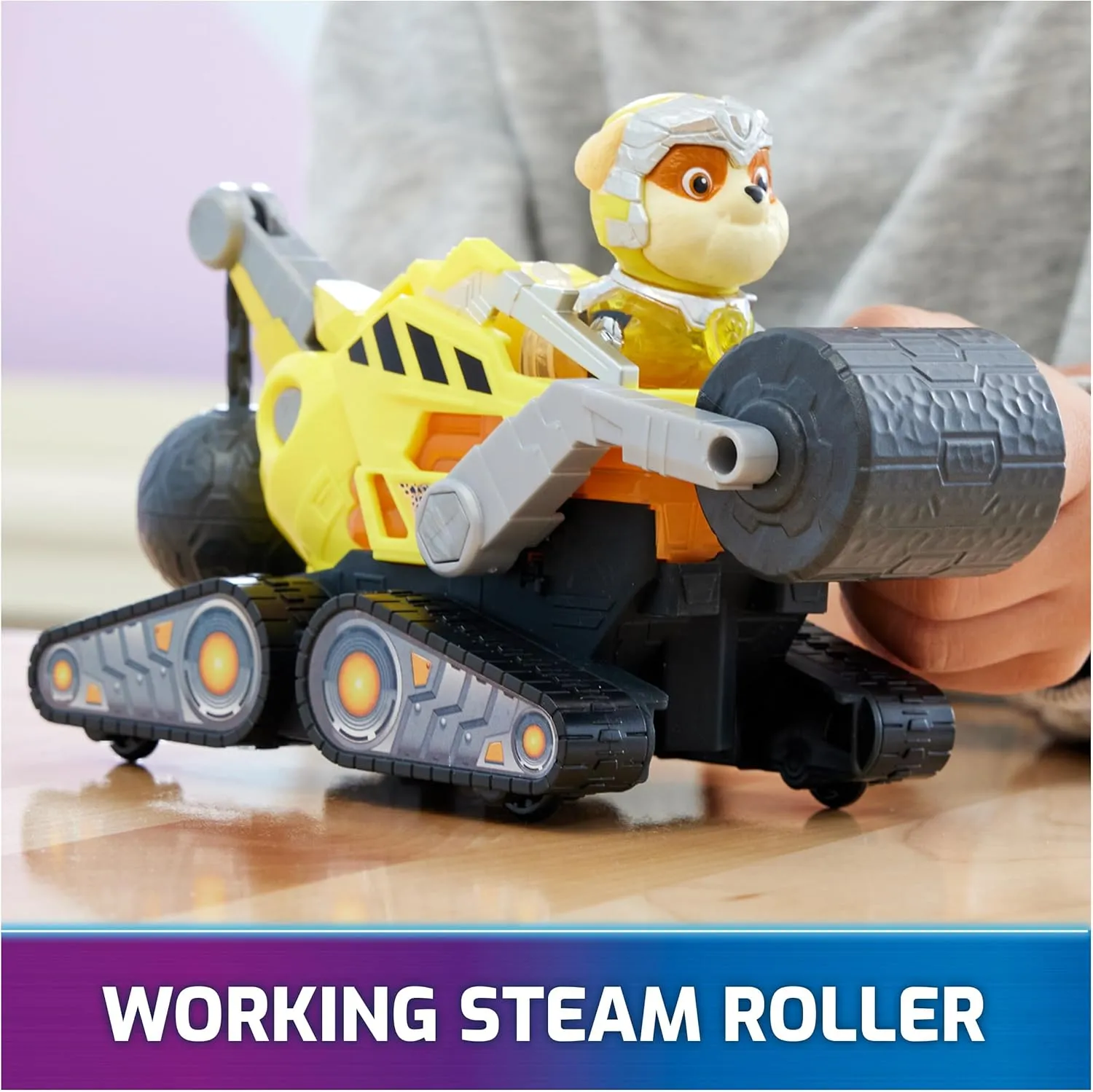 Paw Patrol: The Mighty Movie, Construction Toy Truck with Rubble Mighty Pups Action Figure, Lights and Sounds, Kids Toys for Boys & Girls 3 