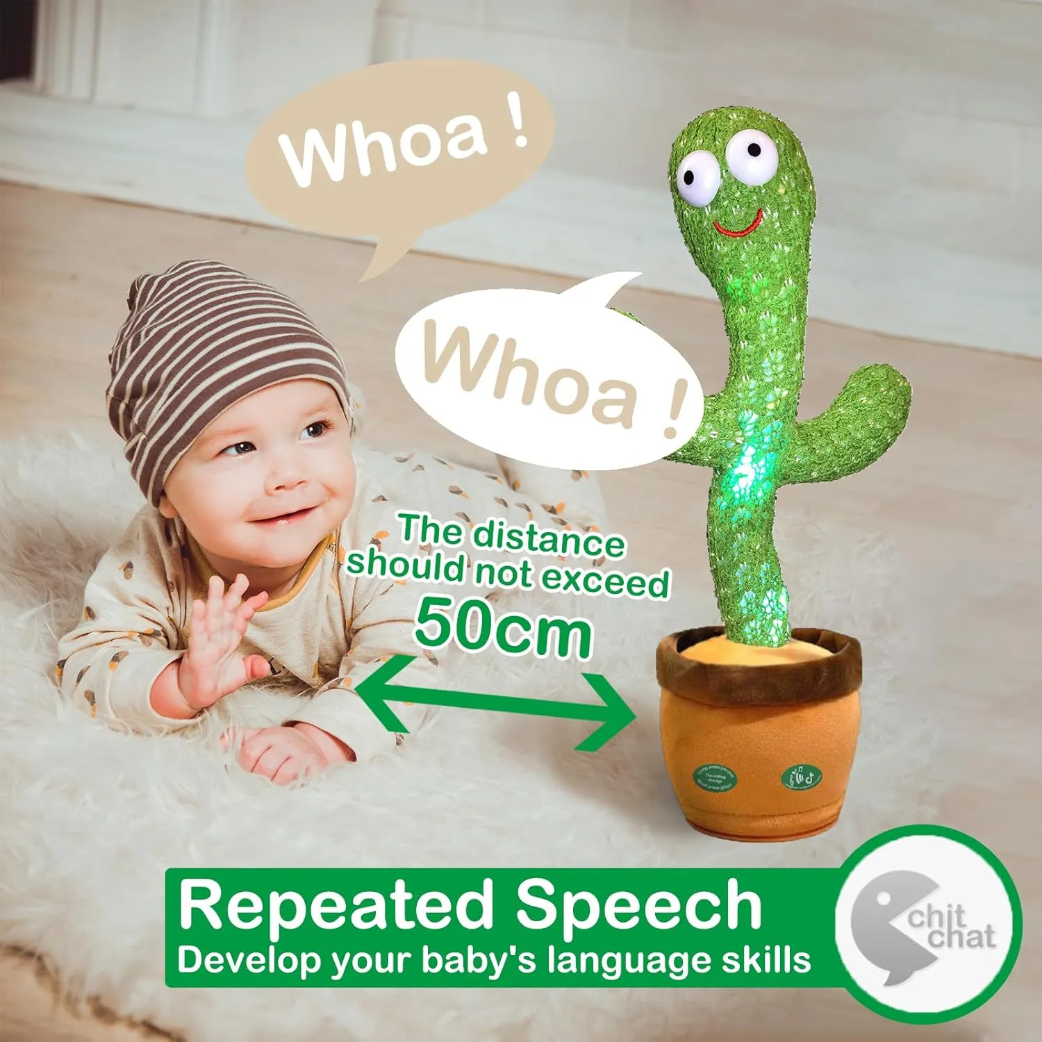 Pbooo Dancing Talking Cactus Mimicking Toy,Talking Repeat Singing Sunny Cactus Toy 120 Pcs Songs for Baby 15S Record Your Sound Sing Dancing Recording LED