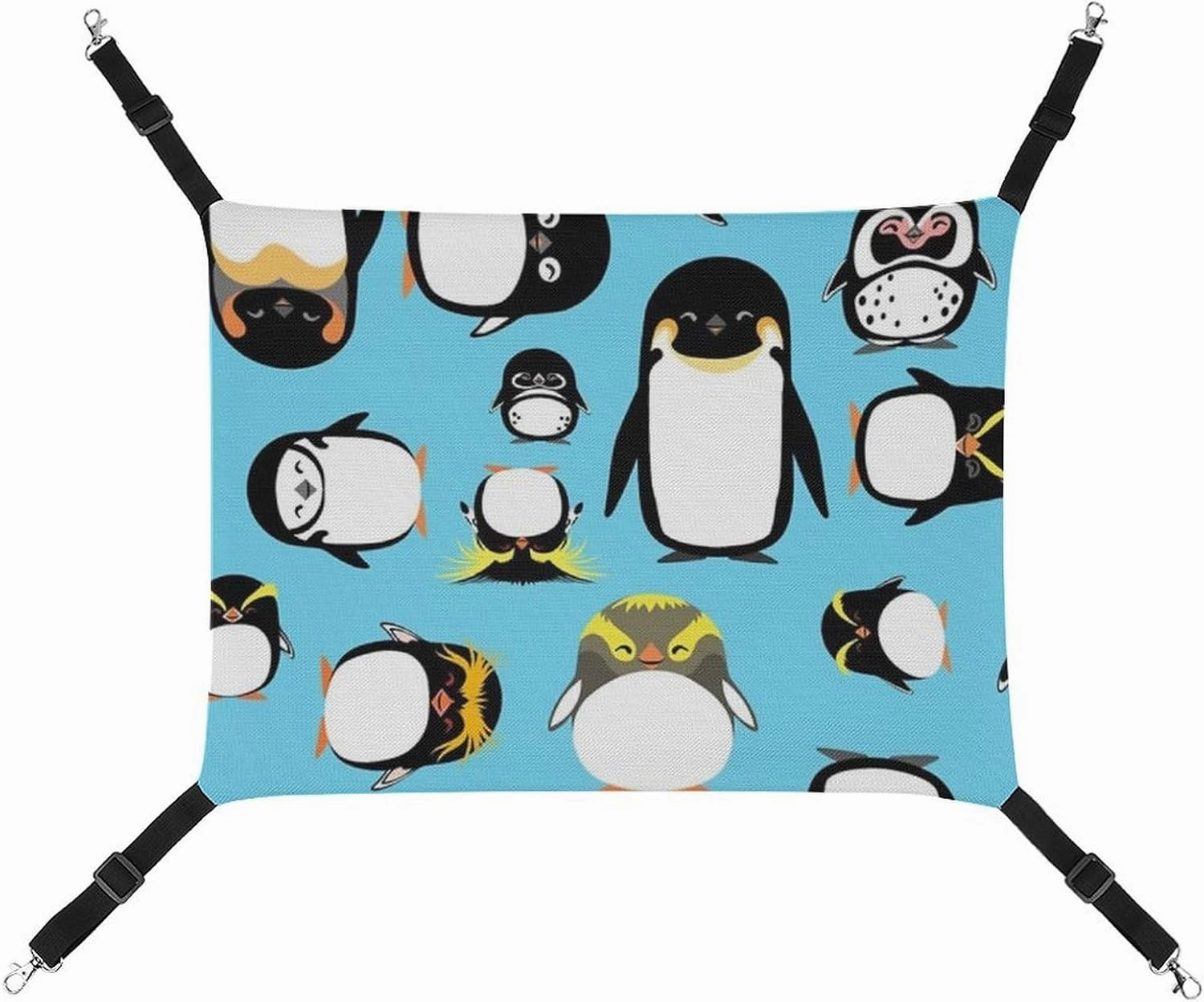 Penguins Cat Hanging Hammock Soft Breathable Pet Cage Dog Hammock with Adjustable Straps and Metal Hooks