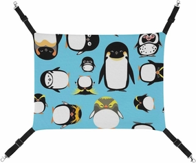 Penguins Cat Hanging Hammock Soft Breathable Pet Cage Dog Hammock with Adjustable Straps and Metal Hooks