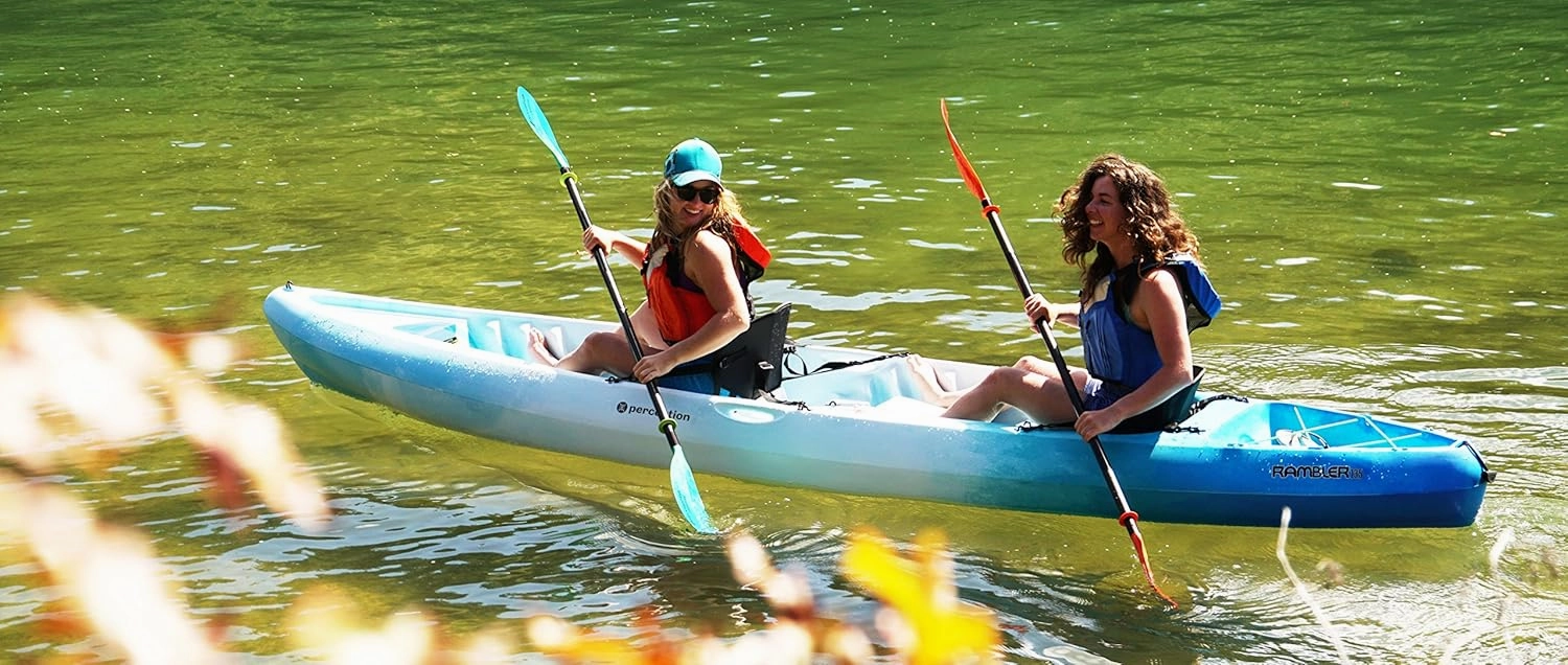 Perception Rambler | Sit on Top Tandem Kayak | Recreational Kayak for Two | Storage with Tie Downs