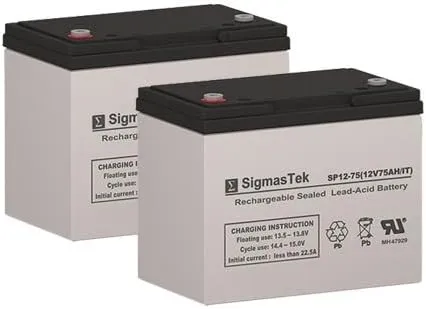 Permobil C400 Vertical Replacement Battery Set of 2-12 Volt 75AH IT Terminal by SigmasTek