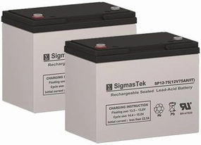 Permobil Street Replacement Battery Set of 2-12 Volt 75AH IT terminal By SigmasTek