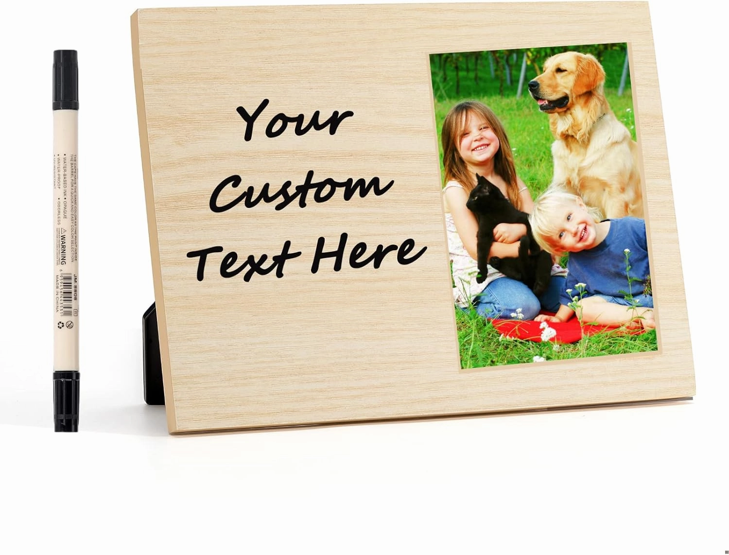 Personalized Baby Picture Frame-Ideal Memorial Gift for Baby Friend Couple Family Dog Cat Pet Keepsake Photo Frame, Wood Picture Frame for All 4x6 Photos with Blank Space and Acrylic Cover