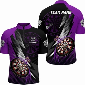 Personalized Dart Jerseys for Men, Dart Shirt, 3D Dart Board Green Version Men Quarter-Zip Shirts Custom
