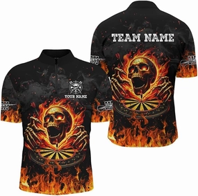 Personalized Dart Jerseys for Men, Dart Shirts for Men, Personalized 3D Darts Board Men Quarter-Zip Shirts