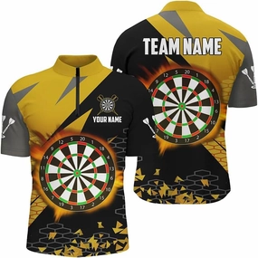 Personalized Dart Jerseys for Men, Dart Shirts for Men, Personalized 3D Darts Board Men Quarter-Zip Shirts