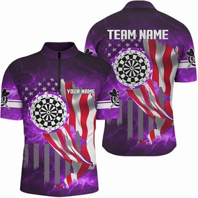Personalized Dart Jerseys for Men, Dart Shirts for Men, Personalized 3D Darts Board Men Quarter-Zip Shirts