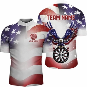 Personalized Dart Jerseys for Men, Dart Shirts for Men, Personalized 3D Purple Eagle Flying On Dart Board