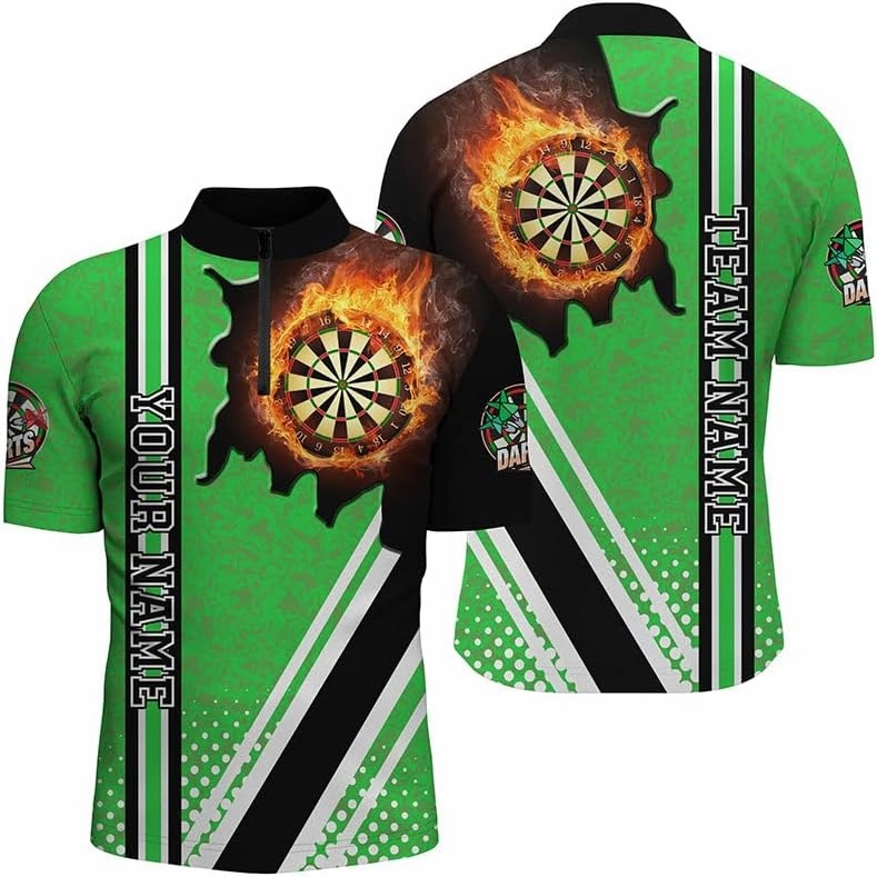 Personalized Dart Shirts for Men, Dart Jerseys for Men, Dart Shirts, Dart Jersey, Black Green Darts Board